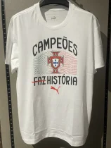 2025 Portugal White Champions High Quality Casual T-Shirt 白圆领