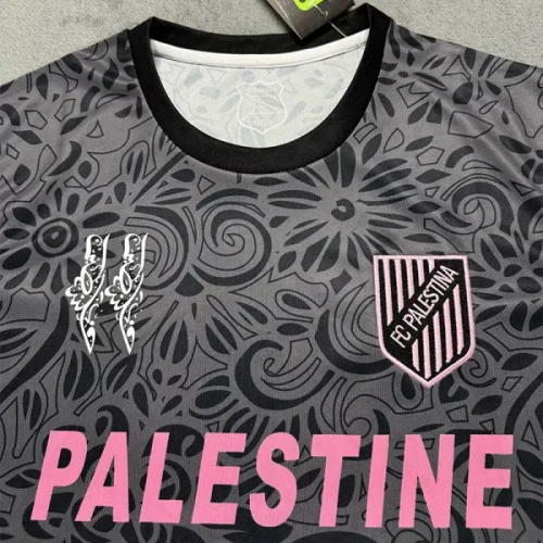 25-26 Palestina FC Grey Black Training shirts (英文广告)