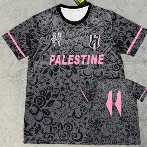25-26 Palestina FC Grey Black Training shirts (英文广告)
