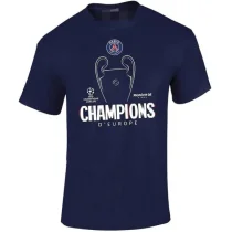 2025 PSG Royal blue CHAMPIONs High Quality Casual T-Shirt 宝蓝大杯白字