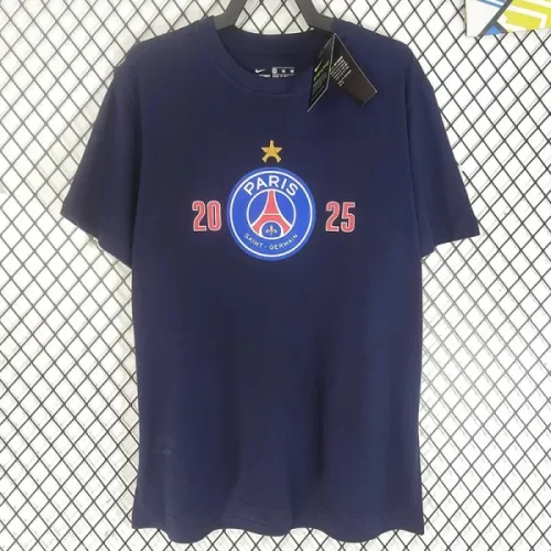 2025 PSG Royal blue High Quality Casual T-shirt 宝蓝人名版