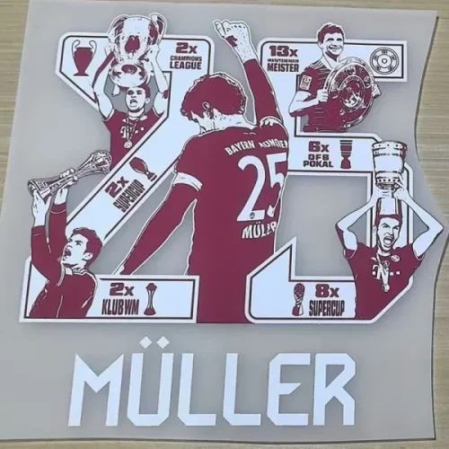 25-26 Bayern Home Muller #25 Print Photo Number Fans Soccer jersey