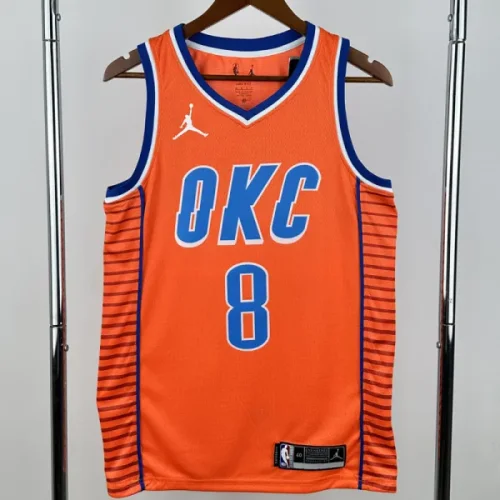 OKC Thunder WILLIAMS #8 Orange Top Quality Hot Pressing NBA Jersey (Trapeze Edition)飞人版