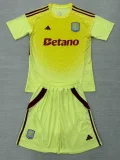 25-26 Aston Villa Yellow Goalkeeper Kids Soccer Jersey