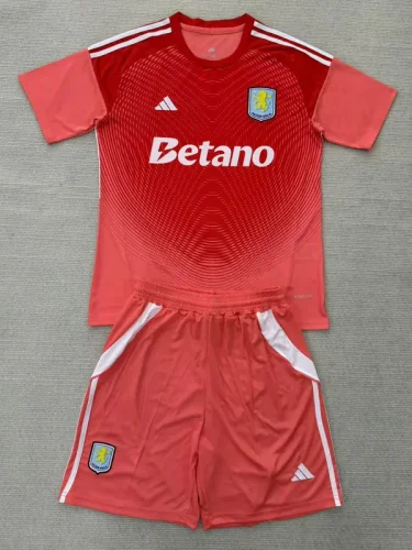 25-26 Aston Villa Orange Goalkeeper Kids Soccer Jersey