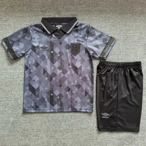 1990 England Grey Black Kids Retro Soccer Jersey