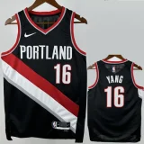 22-23 Trail Blazers YANG #16 Black Top Quality Hot Pressing NBA Jersey
