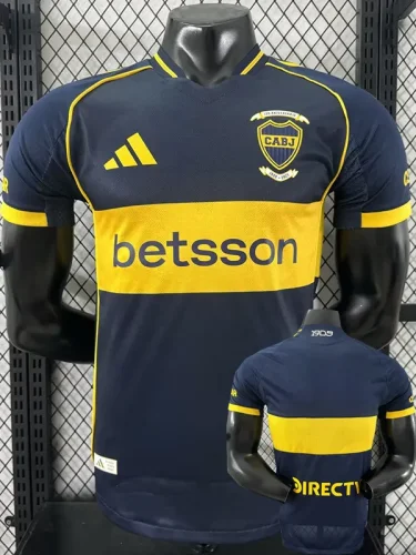 25-26 Boca Juniors Home Player Version Soccer Jersey(全广告)