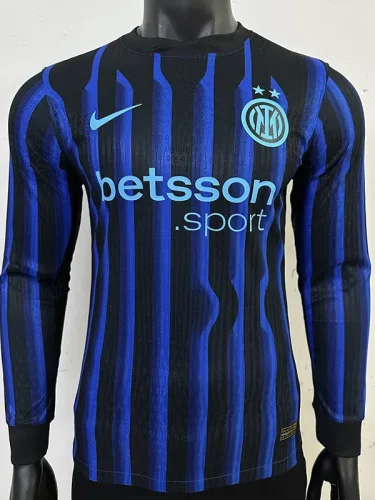 25-26 INT Blue Black Special Edition Long Sleeve Player Version Soccer Jersey (长袖球员)