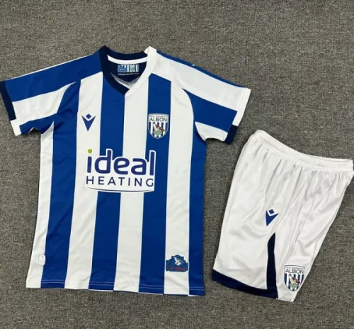 25-26 West Bromwich Home Kids Soccer Jersey