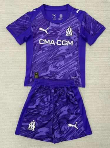 25-26 Marseille Purple Goalkeeper Kids Soccer Jersey