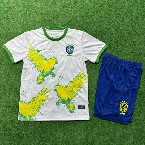 22-23 Brazil White Special Edition Kids Soccer Jersey (小鸟)