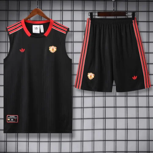 25-26 Man Utd Black Tank top and shorts suit