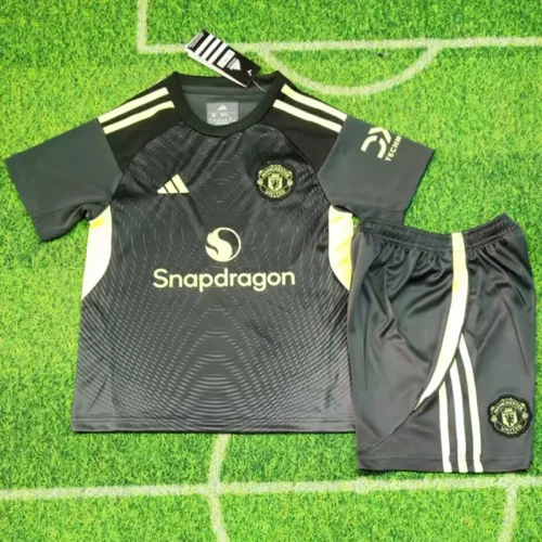 25-26 Man Utd Black GoalKeeper Kids Soccer Jersey