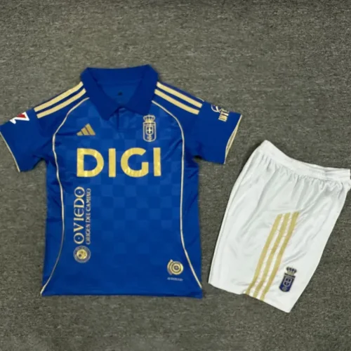 25-26 Real Oviedo Home Kids Soccer Jersey