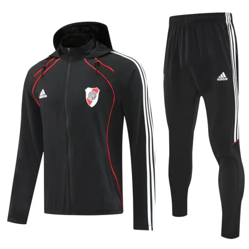 25-26 River Plate Black Hoodie Jacket Tracksuit