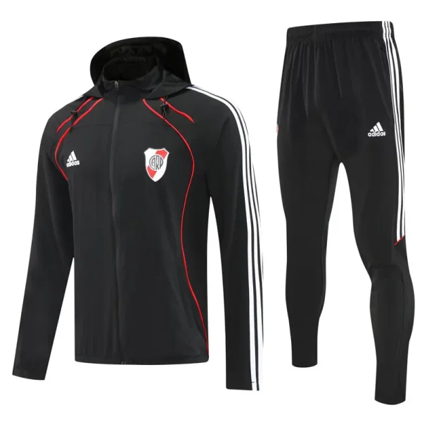 25-26 River Plate Black Hoodie Jacket Tracksuit