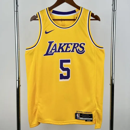 22-23 Lakers AYTON #5 Yellow Top Quality Hot Pressing NBA Jersey(圆领)