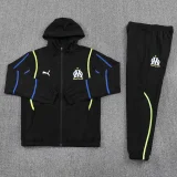 25-26 Marseille Black Hoodie Jacket Tracksuit