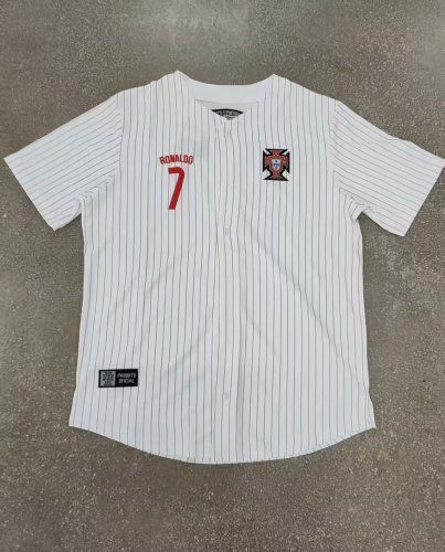 25-26  Portugal White Casual Baseball Jacket