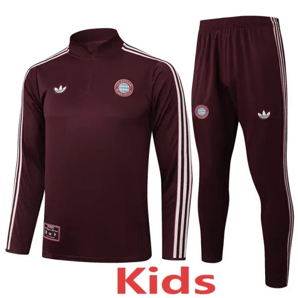 25-26 Bayern Deep Red Kids Half Pull Tracksuit #E2515(童装)(半拉链)