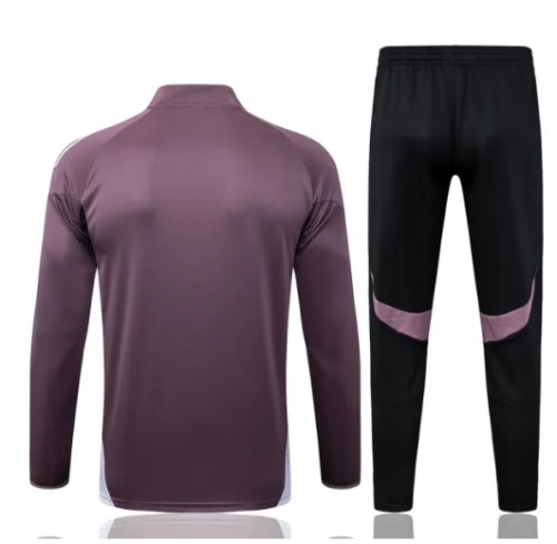 25-26 Man Utd Grey purple Kids Half Pull Tracksuit #E2589(童装)(半拉链)