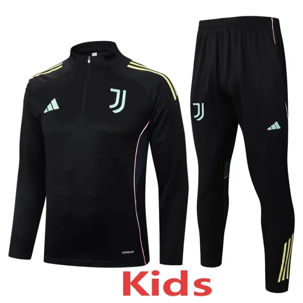 25-26 JUV Black Kids Half Pull Tracksuit #E25110(童装)(半拉链)