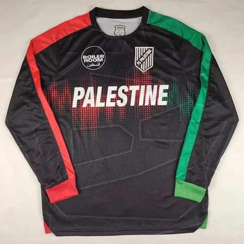 25-26 Palestina FC Black Long Sleeve Training shirts (长袖)(红绿袖边)