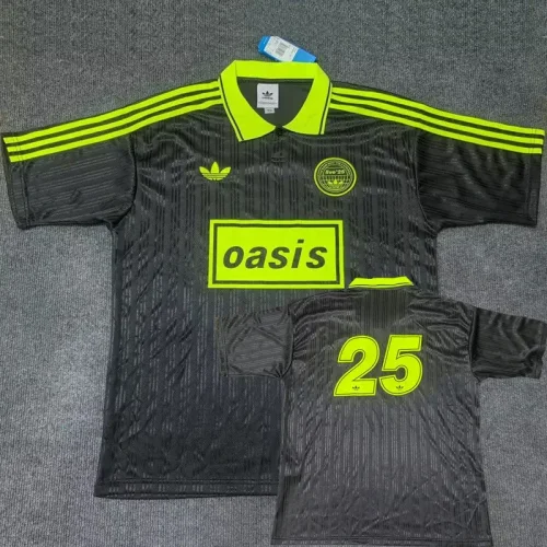 2025 Ad Oasis Joint Edition #25 Black Polo Short Sleeve (绿边)