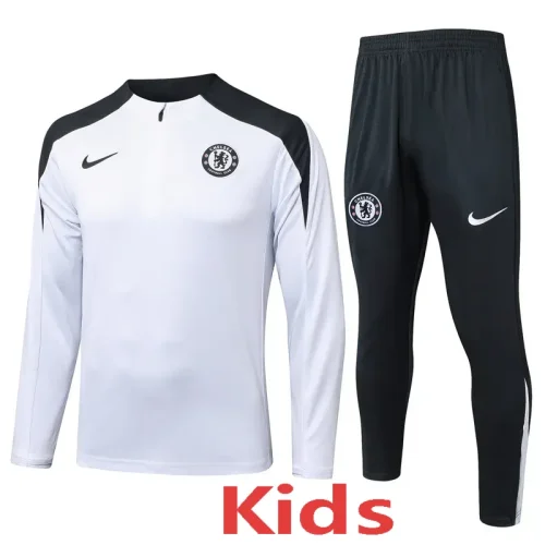 25-26 CHE White Kids Half Pull Tracksuit #E25134(童装)(半拉链)