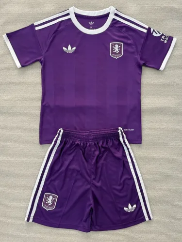 25-26 Aston Villa Purple Goalkeeper Kids Soccer Jersey