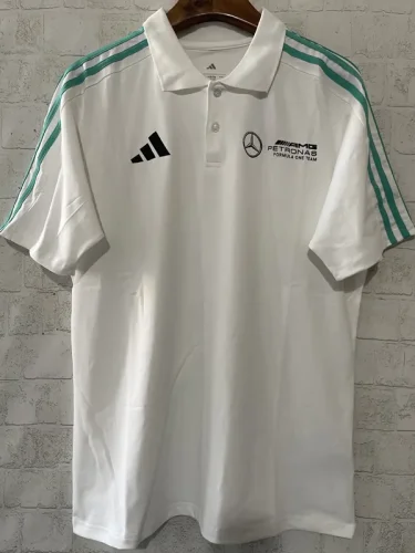 2025 F1 Mercedes White Polo Racing Suit (有领)