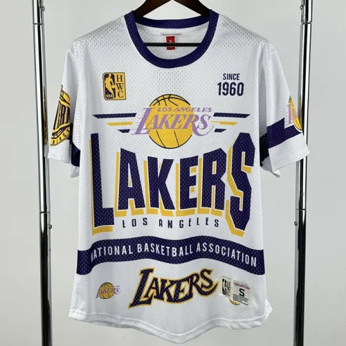 2026 LAKERS White Retro High Quality Casual T-Shirt #MN