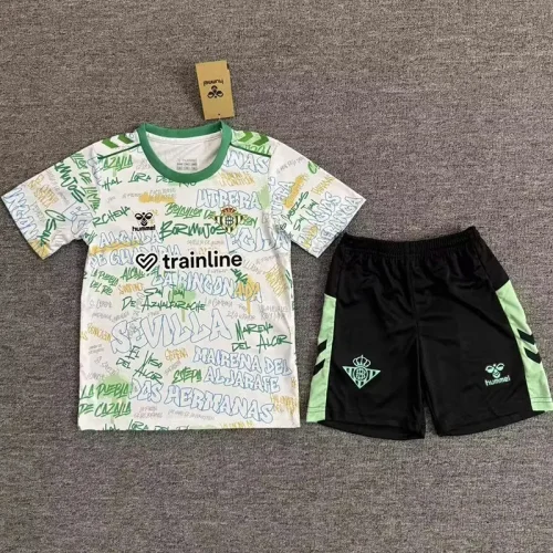 25-26 Real Betis White Graffiti Kids Soccer Jersey