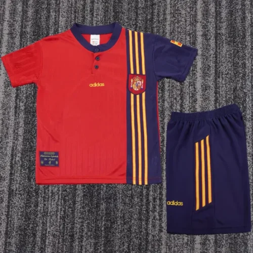 1996 Spain Home Kids Retro Soccer Jersey