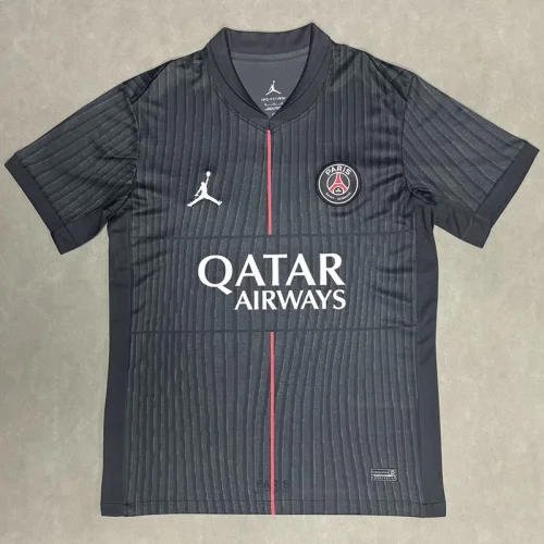25-26 PSG Jordan Grey Black Fans Soccer jersey