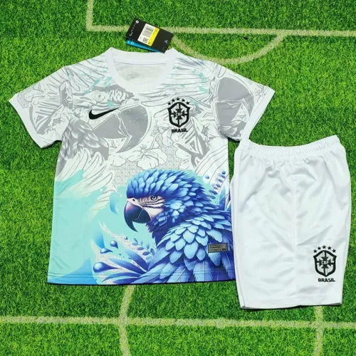 25-26 Brazil White Special Edition Kids Soccer Jersey (白鹦鹉)