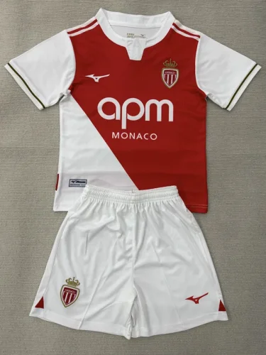 2025-26 Monaco Home Kids Soccer Jersey