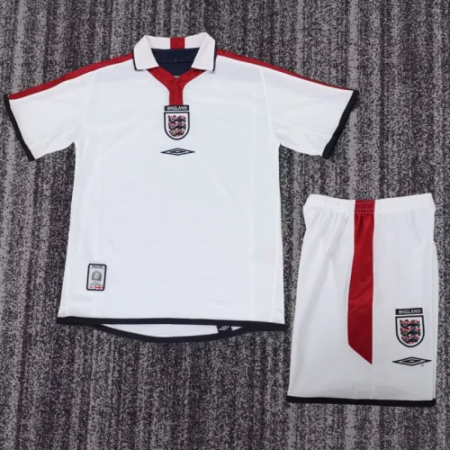 2004 England Home Kids Retro Soccer Jersey