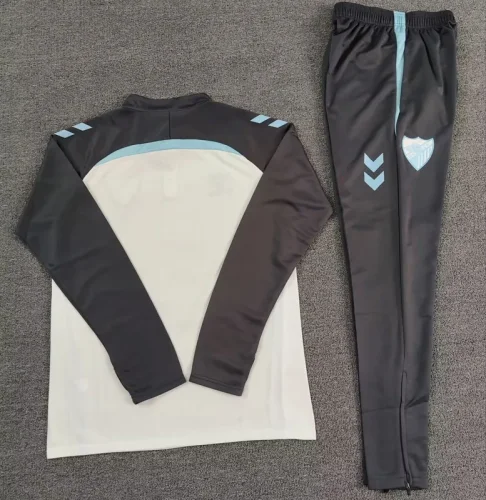 2025-26 Malaga White Half Pull Tracksuit (Pants Have Pocket)(半拉链)