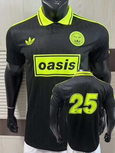 2025 Ad Oasis Joint Edition #25 Player Version Black Polo Short Sleeve (绿边)