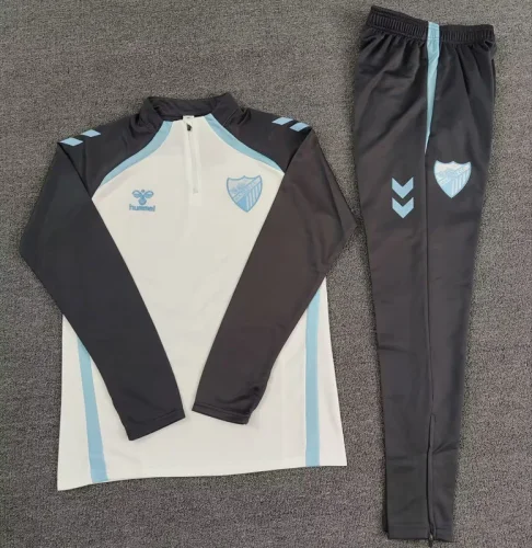 2025-26 Malaga White Half Pull Tracksuit (Pants Have Pocket)(半拉链)