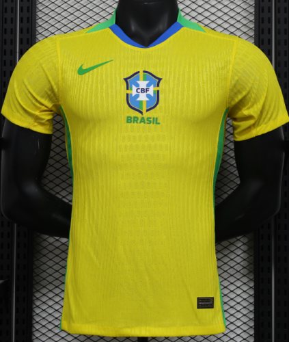 2025-26 Brazil Home Sleeve Player Version Soccer Jersey #不带星