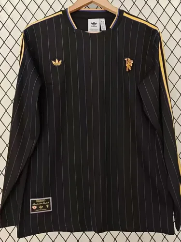 2025-26 Man Utd Black Casual Edition Long Sleeve Training (长袖)(金标)