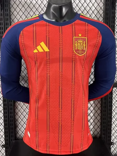 2026-27 Spain Home Long Sleeve Player Version Soccer Jersey (长袖球员)