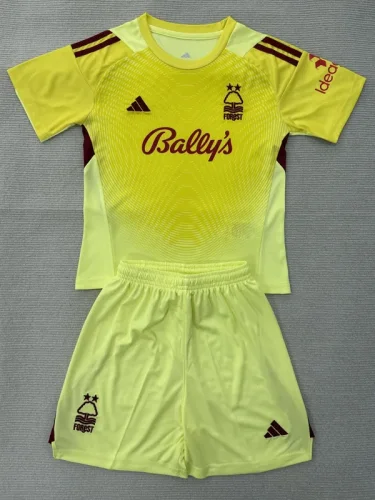 2025-26 Nottingham Forest Yellow Goalkeeper Kids Soccer Jersey