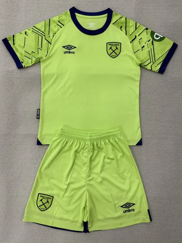 2025-26 West Ham Green Goalkeeper Kids Soccer Jersey
