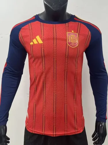 2026-27 Spain Home Long Sleeve Player Version Soccer Jersey (长袖球员)