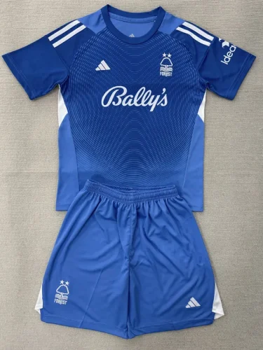 2025-26 Nottingham Forest Blue Goalkeeper Kids Soccer Jersey