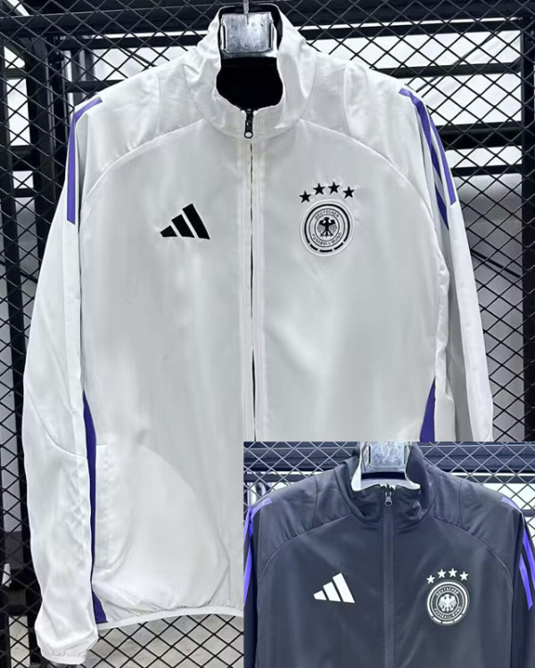 2025-26 Germany White & Black Double Sided Windbreaker (双面风衣)